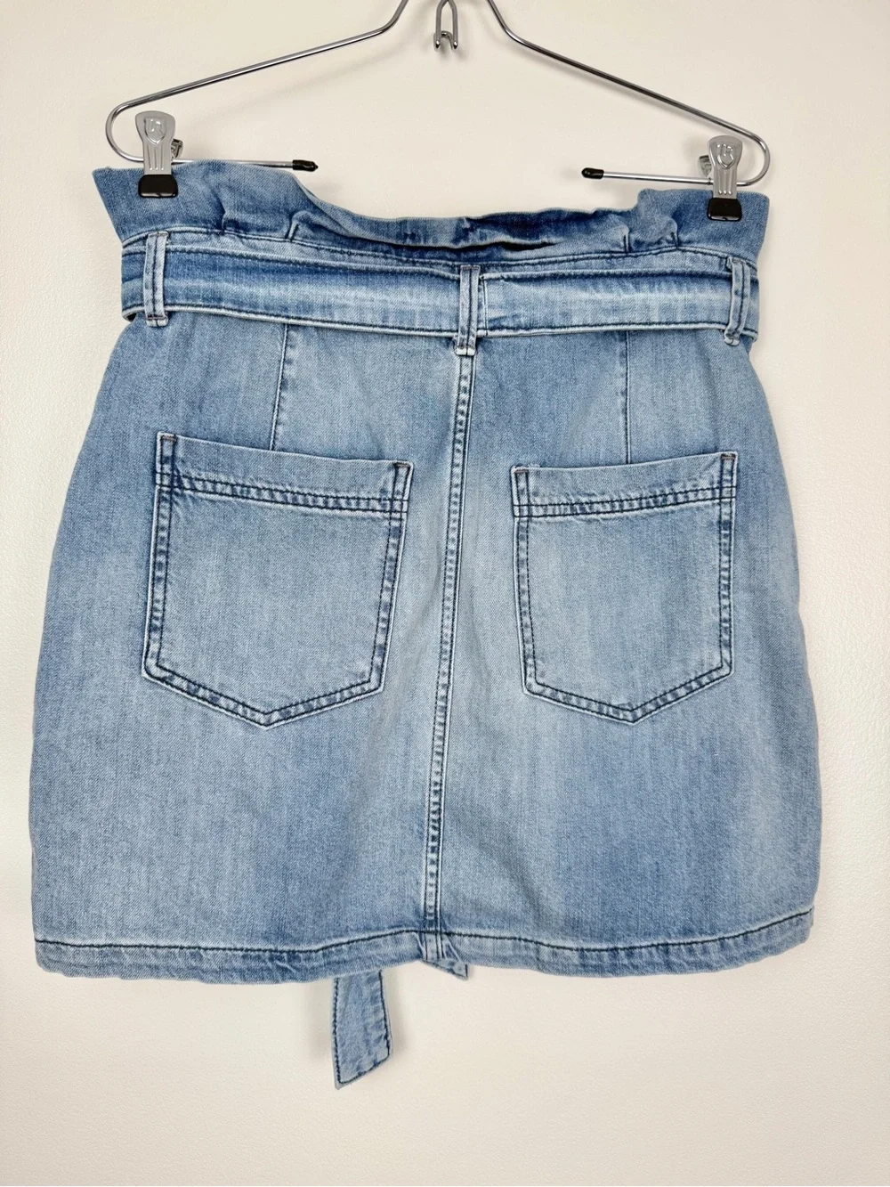 Free People Splendor In The Grass Denim Mini Skirt Paper Bag Size 8 Cotton
